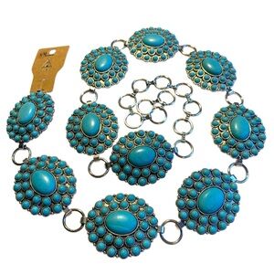 Tipi Western Semi Stone Turquoise Concho Belt